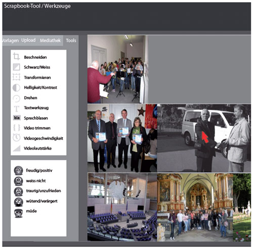 Eingabe-Tool für Scrapbook, Projektgruppe M.A. Cross Media